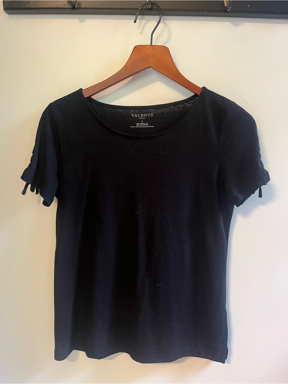 Linen Black Short Sleeve Tee from Talbots - Women's Petite P